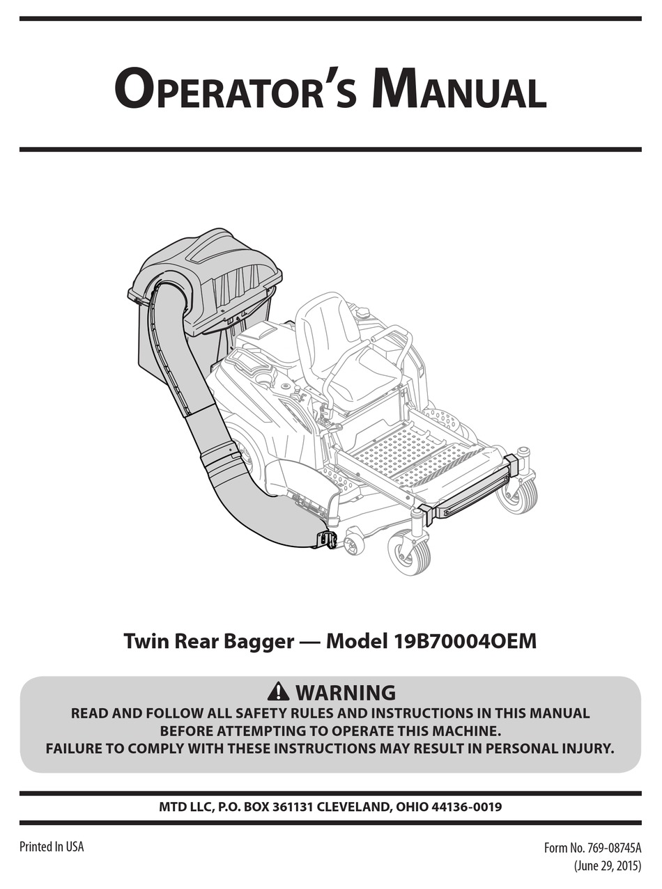 Assembly Installation MTD 19B70004OEM Operator s Manual Page