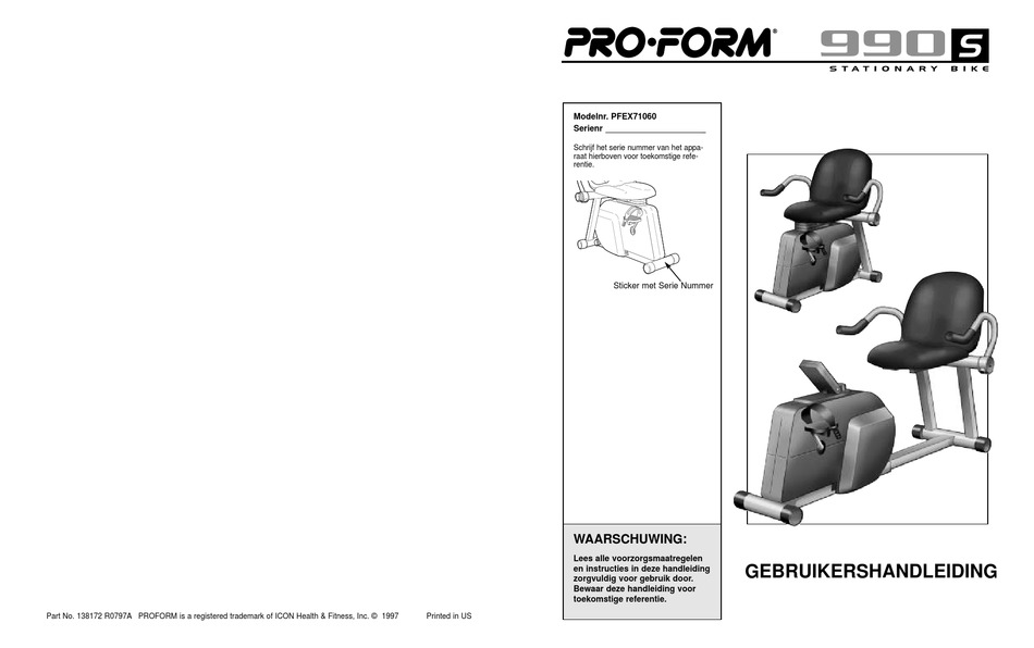 Proform 990s best sale stationary bike