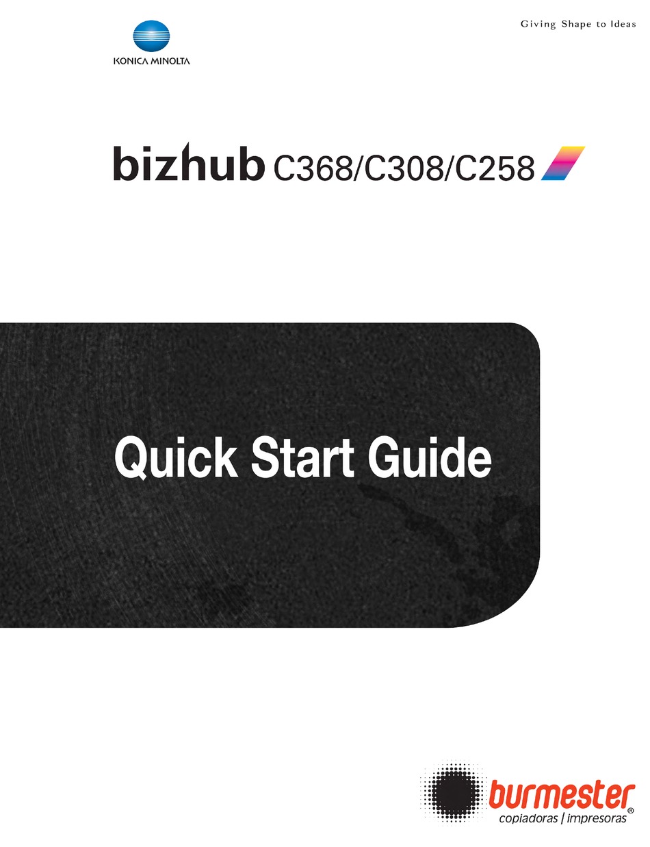 Konica Minolta Bizhub C368 Quick Start Manual Pdf Download Manualslib