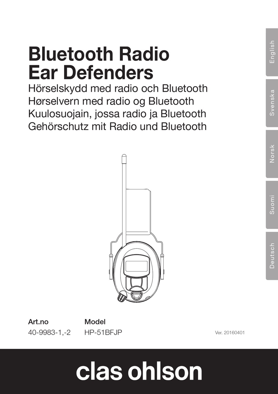 Clas Ohlson Bluetooth FM/DAB Radio Ear Defenders