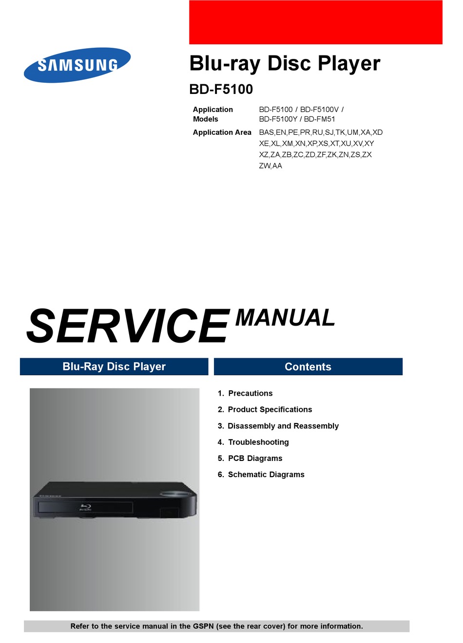 SAMSUNG BD-F5100 SERVICE MANUAL Pdf Download | ManualsLib