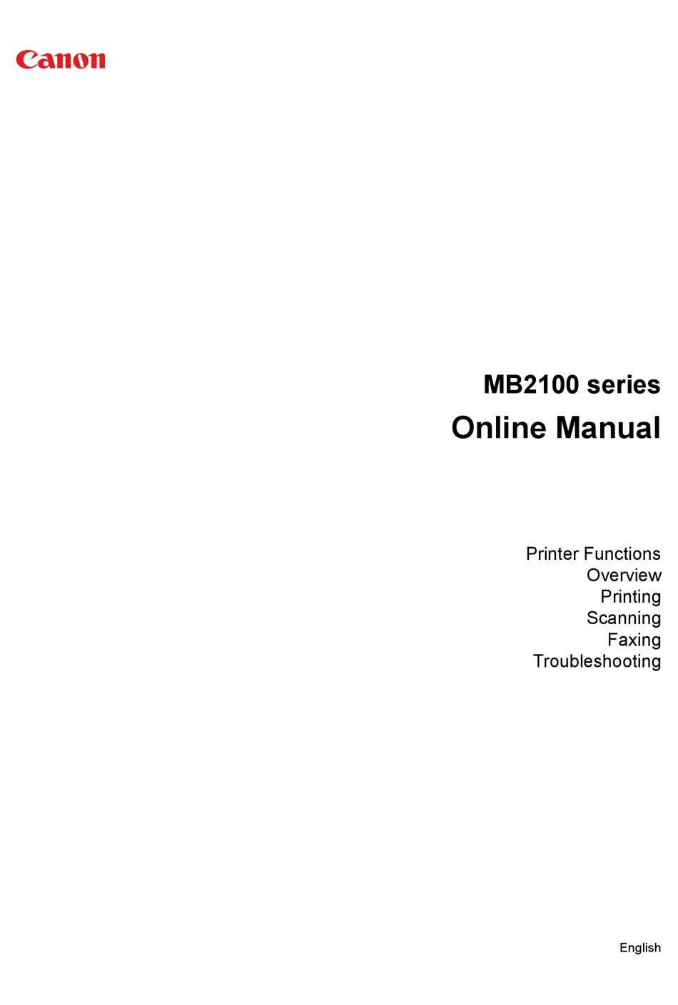 CANON MB2100 SERIES ONLINE MANUAL Pdf Download | ManualsLib