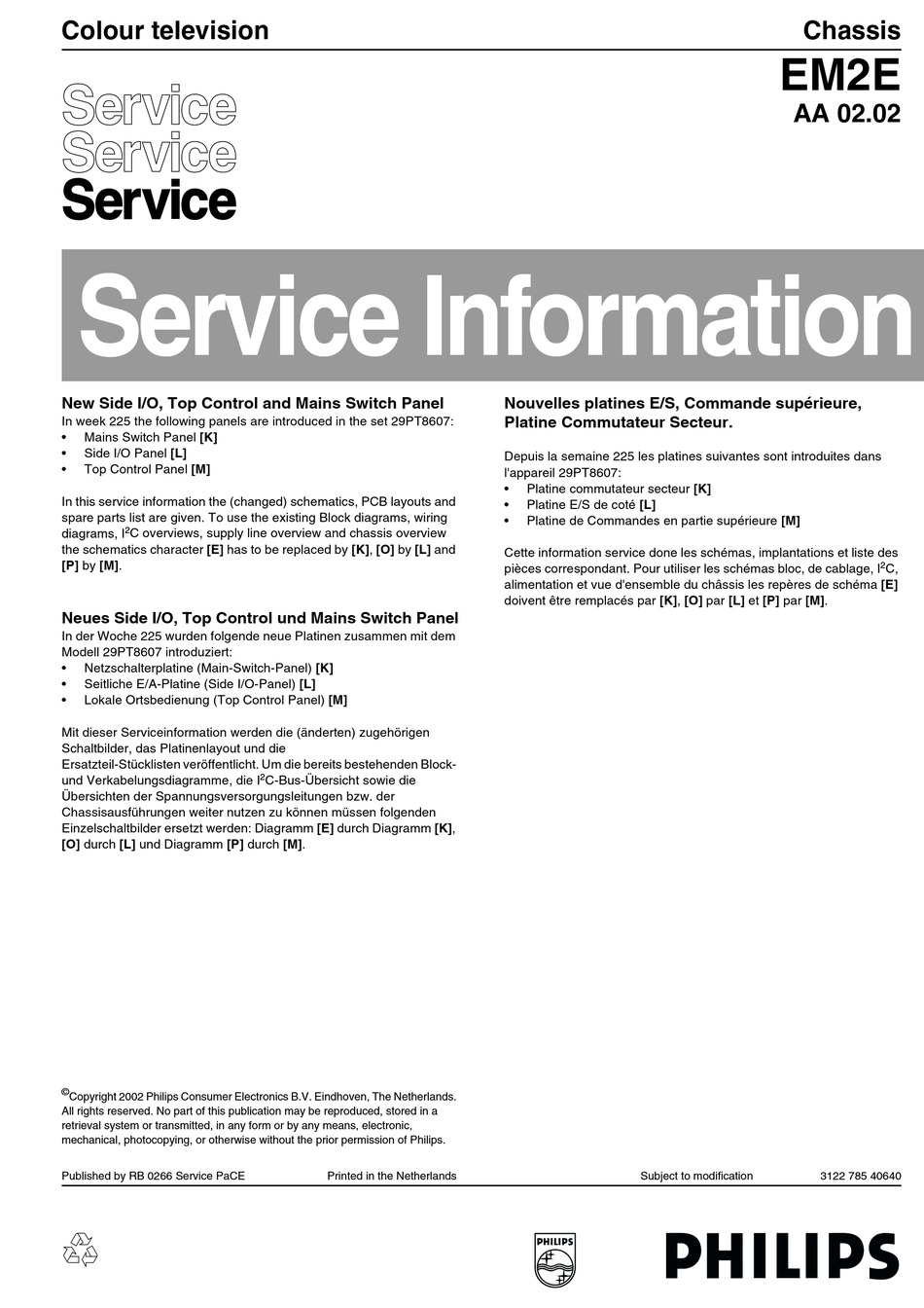 Philips Em2e Service Information Pdf Download Manualslib