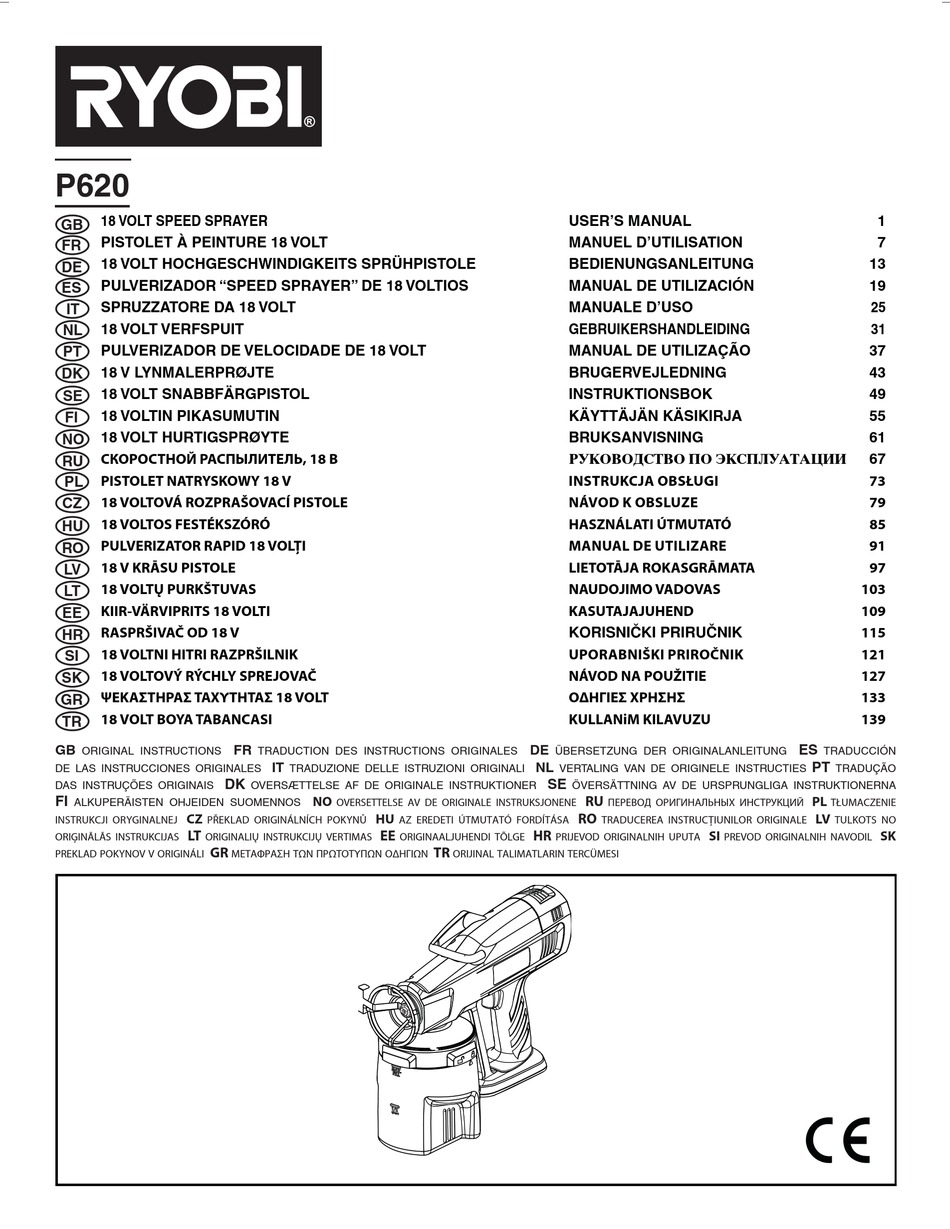 RYOBI P620 USER MANUAL Pdf Download | ManualsLib