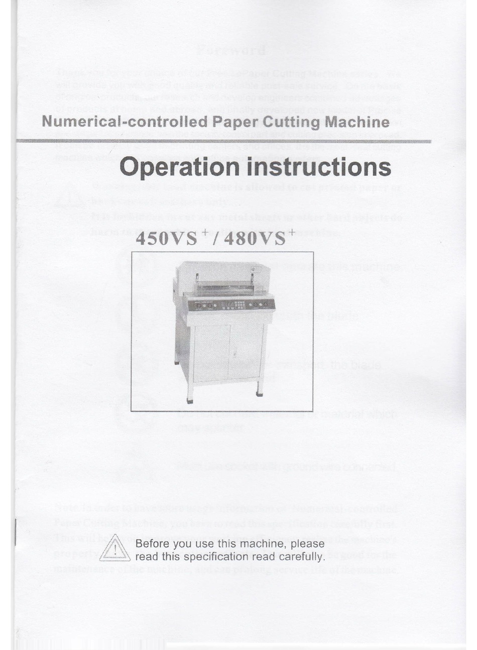 GRAFALEX 450VS+ OPERATION INSTRUCTIONS MANUAL Pdf Download | ManualsLib