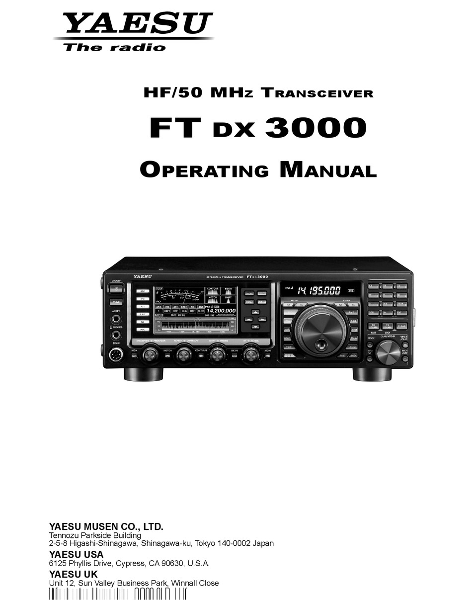 YAESU FT DX 3000 OPERATING MANUAL Pdf Download | ManuaLib