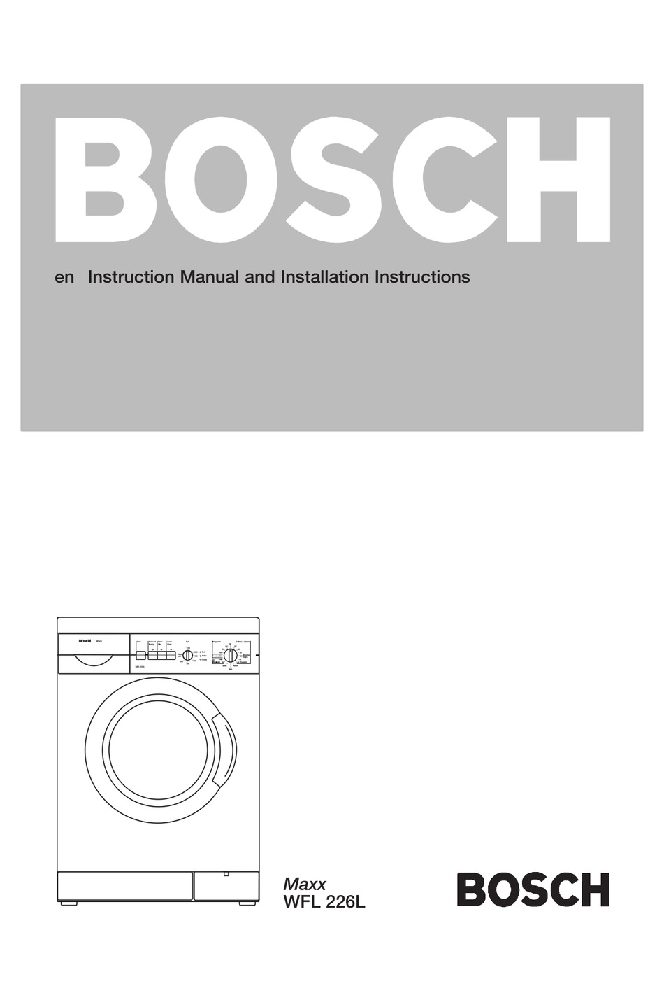 animation Discover Southwest BOSCH MAXX WFL 226L INSTRUCTION MANUAL AND INSTALLATION INSTRUCTIONS Pdf  Download | ManualsLib