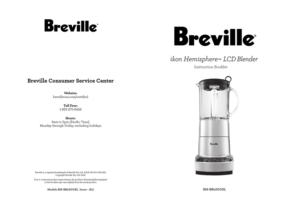 BREVILLE RM-BBL600XL INSTRUCTION 