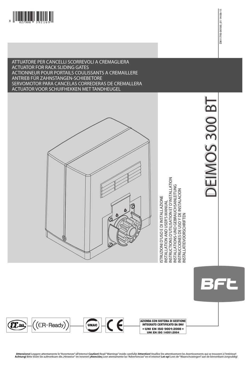 BFT DEIMOS 300 BT INSTALLATION AND USER MANUAL Pdf Download ManualsLib