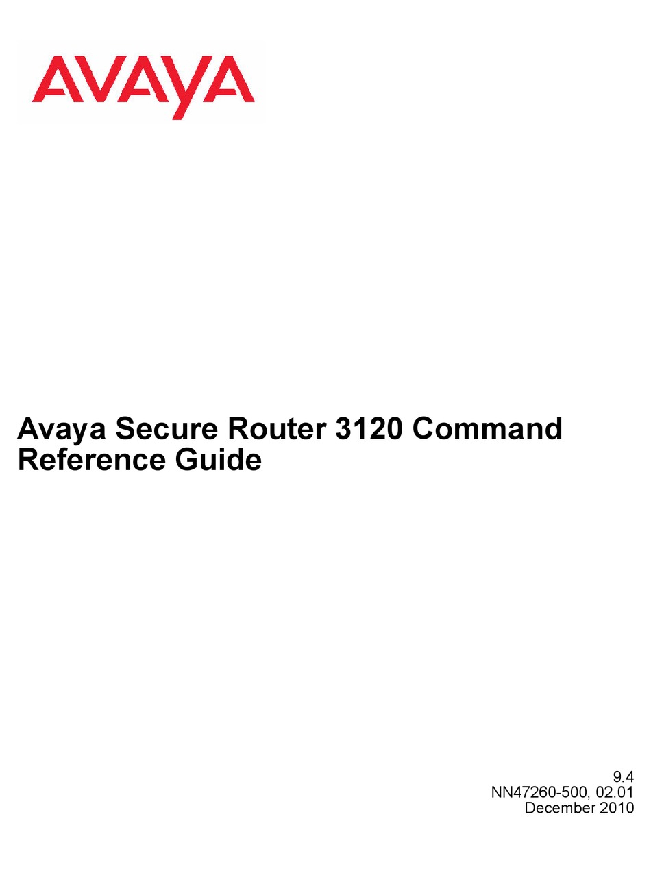 AVAYA SECURE ROUTER 3120 COMMAND REFERENCE MANUAL Pdf Download | ManualsLib