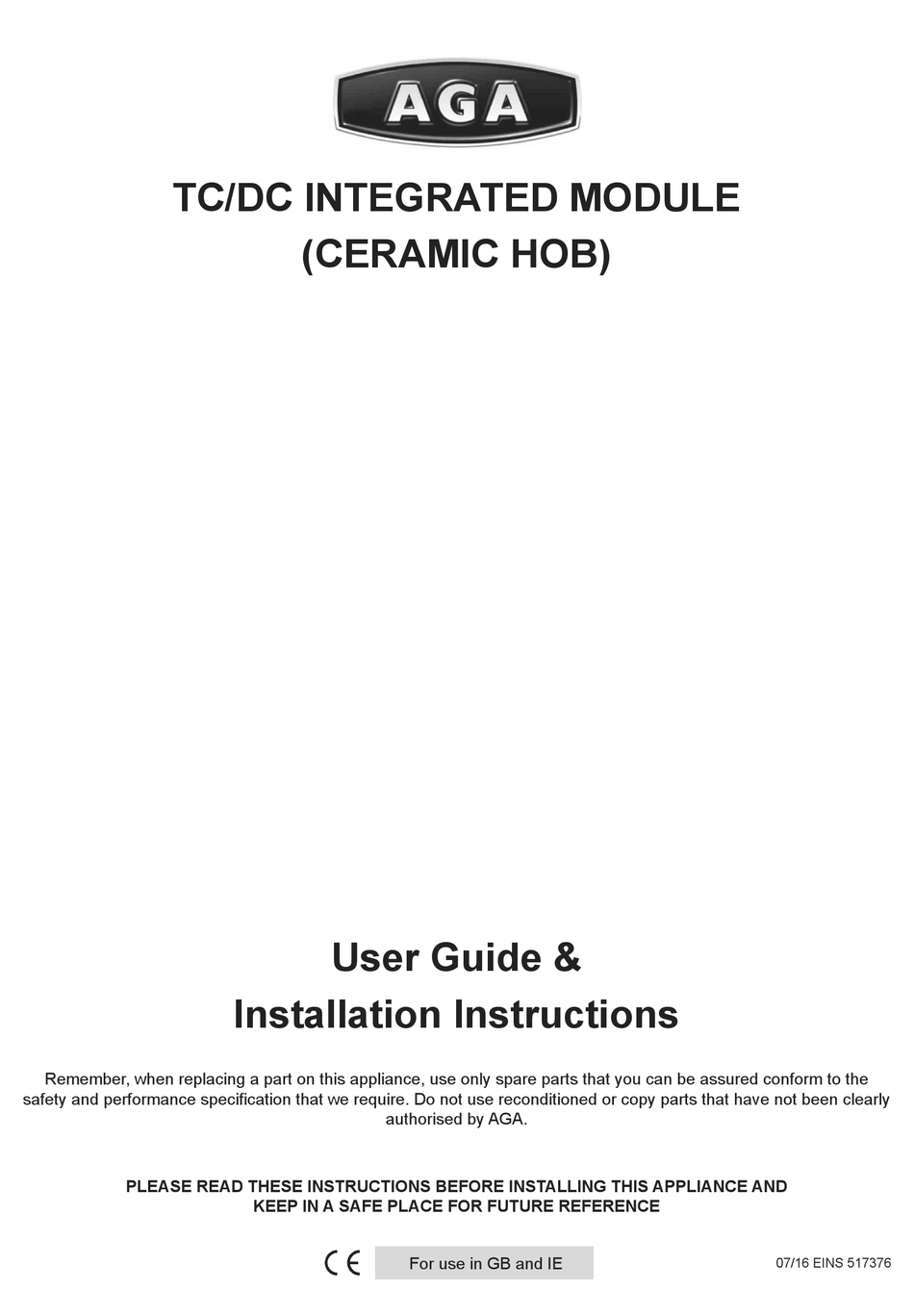 AGA TC3 USER'S MANUAL & INSTALLATION INSTRUCTIONS Pdf Download ManualsLib
