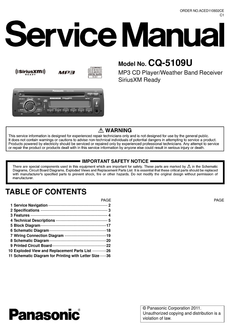 Panasonic Cq 5109u Service Manual Pdf