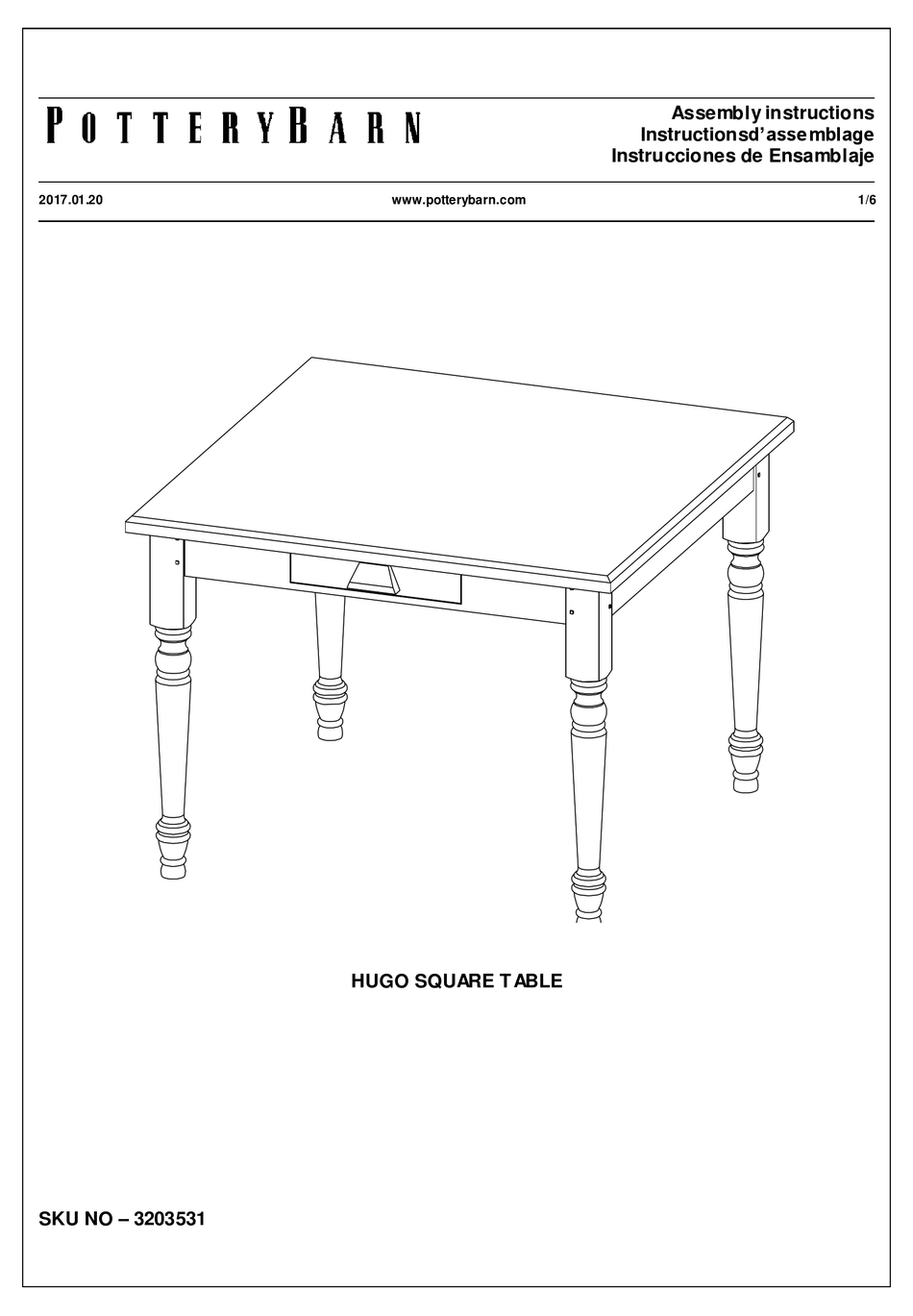 POTTERY BARN 3203531 ASSEMBLY INSTRUCTIONS MANUAL Pdf Download ManualsLib