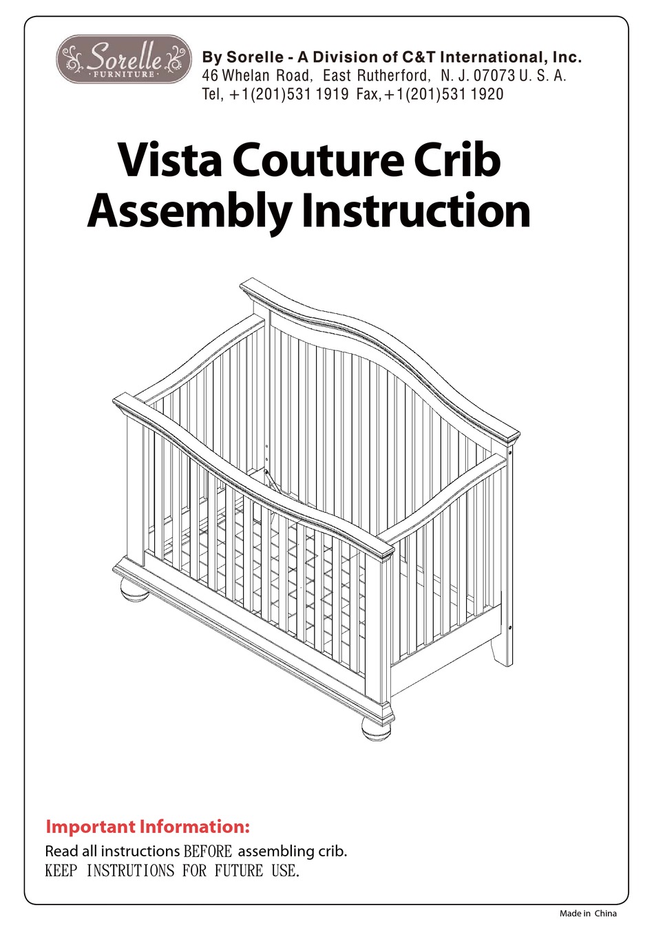 sorelle vista elite instructions