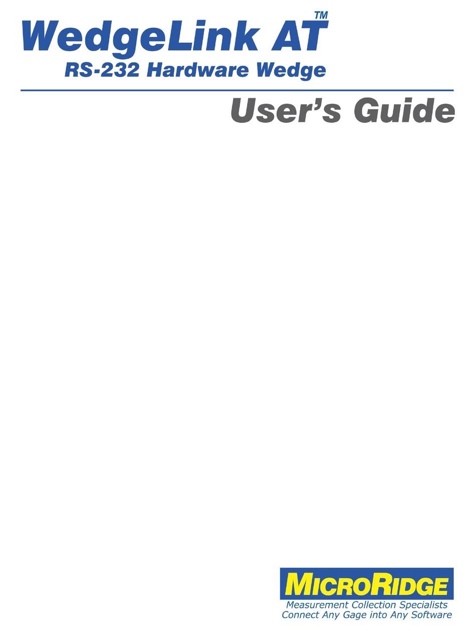 MICRORIDGE WEDGELINK AT USER MANUAL Pdf Download ManualsLib