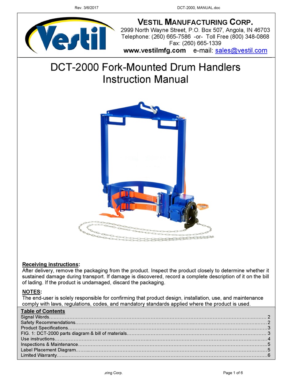 VESTIL DCT-2000 INSTRUCTION MANUAL Pdf Download | ManualsLib