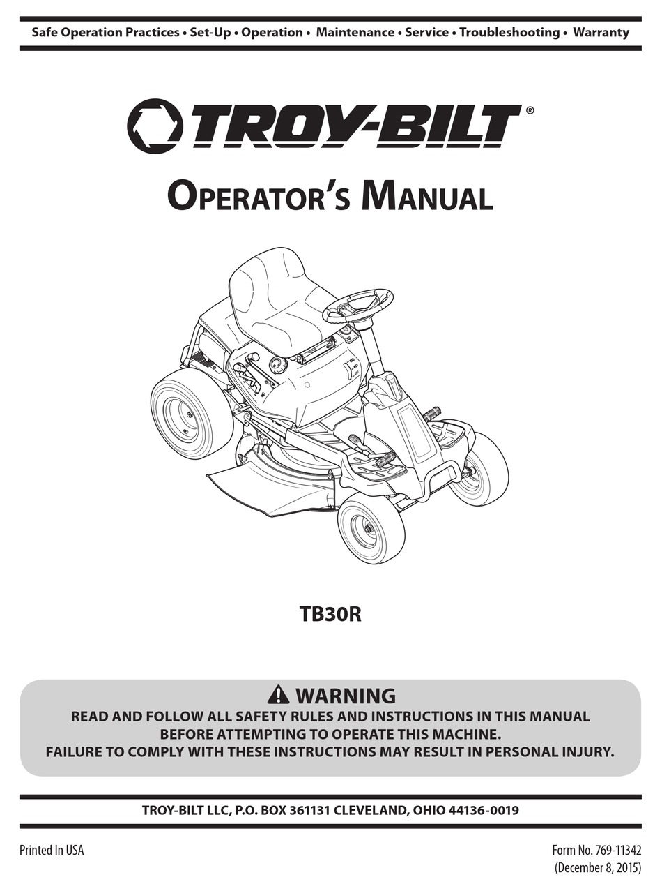 TROY-BILT TB30R OPERATOR'S MANUAL Pdf Download | ManualsLib