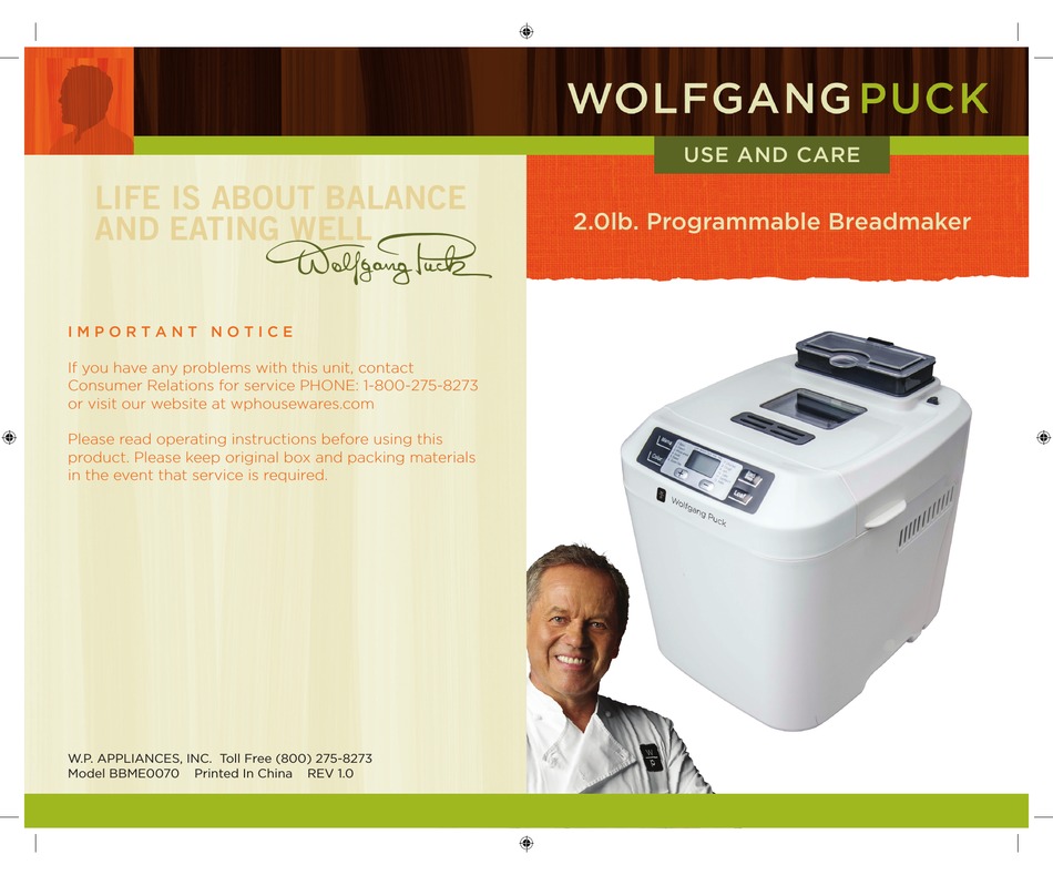 Wolfgang Puck 2 lb. 14Function Bread Maker with Nut Disp 