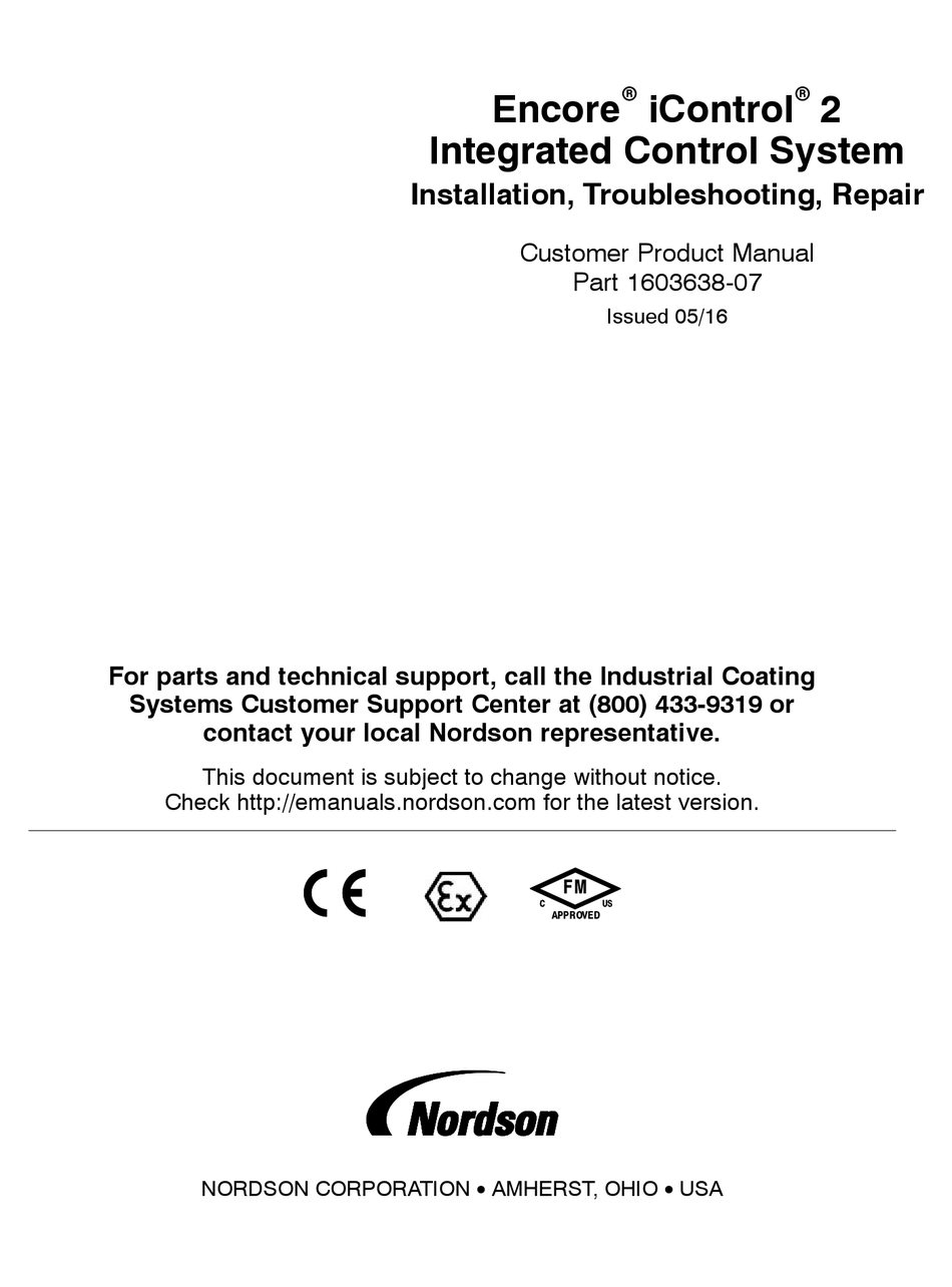 NORDSON ENCORE ICONTROL 2 INSTALLATION, TROUBLESHOOTING, REPAIR Pdf