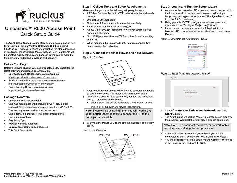 RUCKUS WIRELESS UNLEASHED R600 QUICK SETUP MANUAL Pdf Download ManualsLib