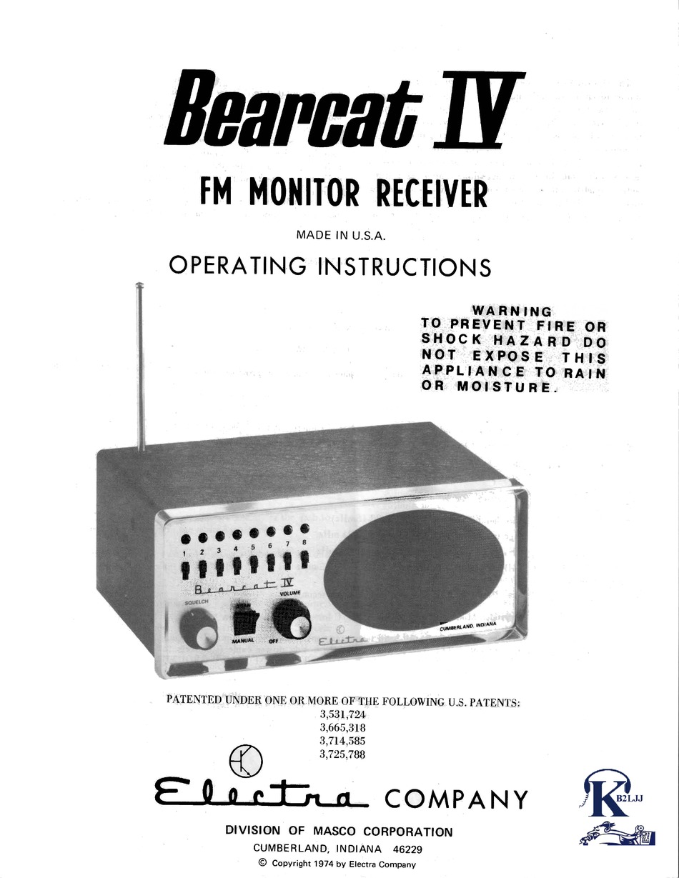 ELECTRA BEARCAT IV OPERATING INSTRUCTIONS MANUAL Pdf Download | ManualsLib