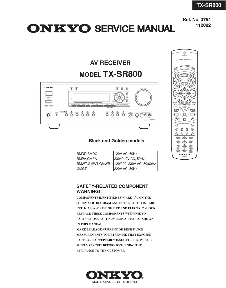 Onkyo Tx Sr800 Service Manual Pdf Download Manualslib