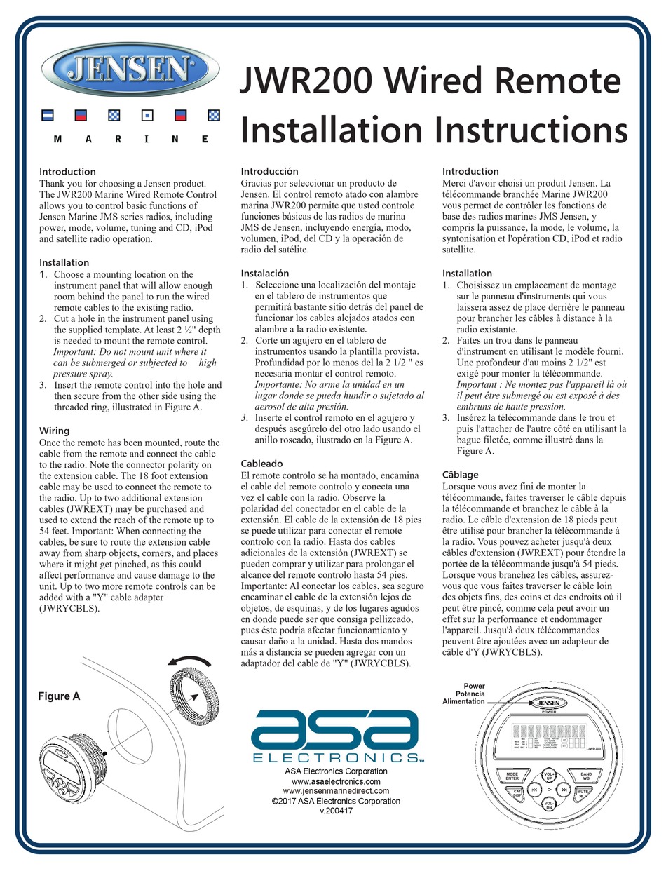 JENSEN JWR200 INSTALLATION INSTRUCTIONS Pdf Download | ManualsLib