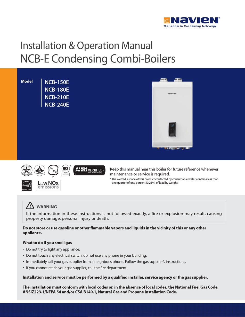 NAVIEN NCB-150E INSTALLATION u0026 OPERATION MANUAL Pdf Download | ManualsLib