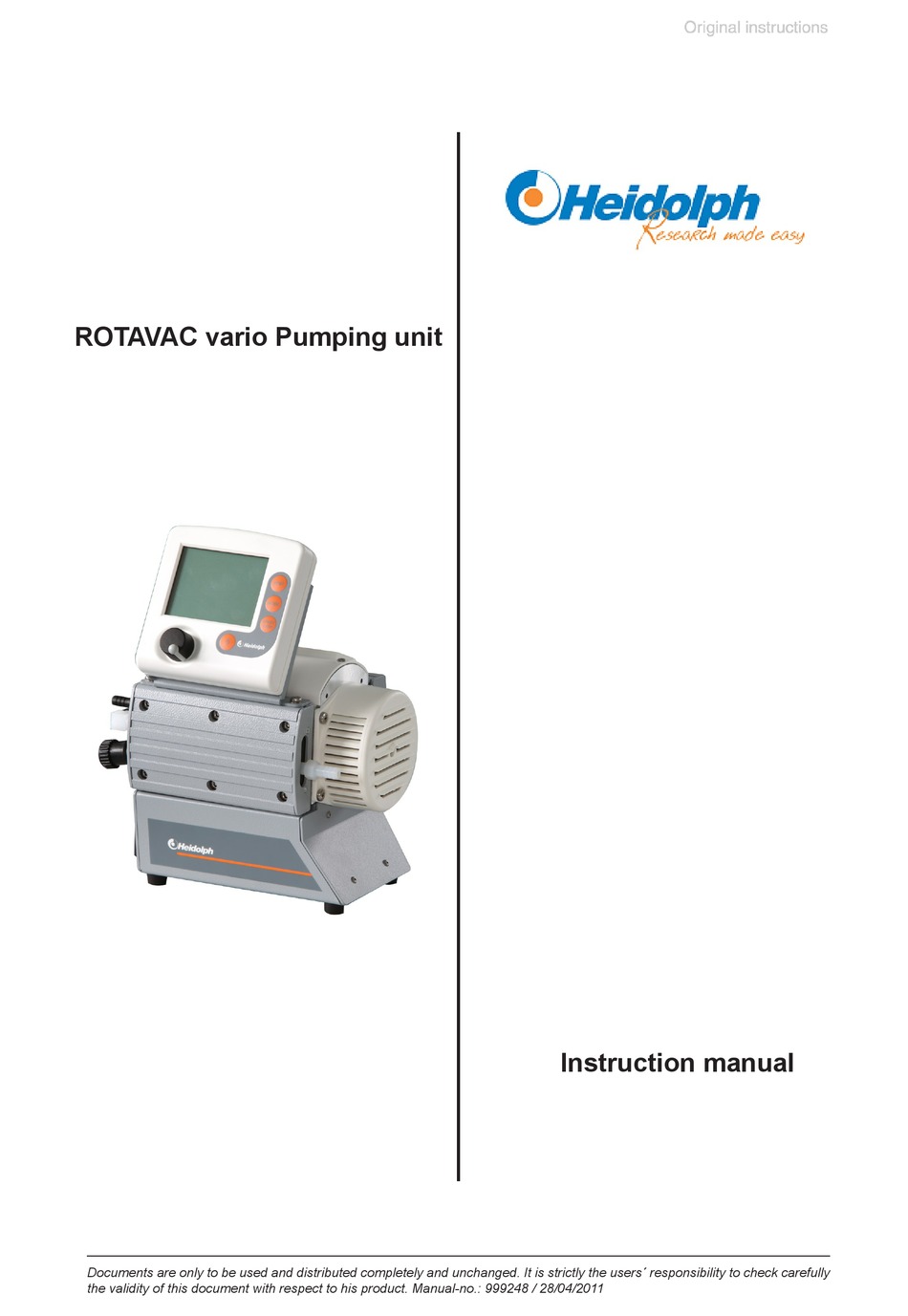 HEIDOLPH ROTAVAC INSTRUCTION MANUAL Pdf Download ManualsLib