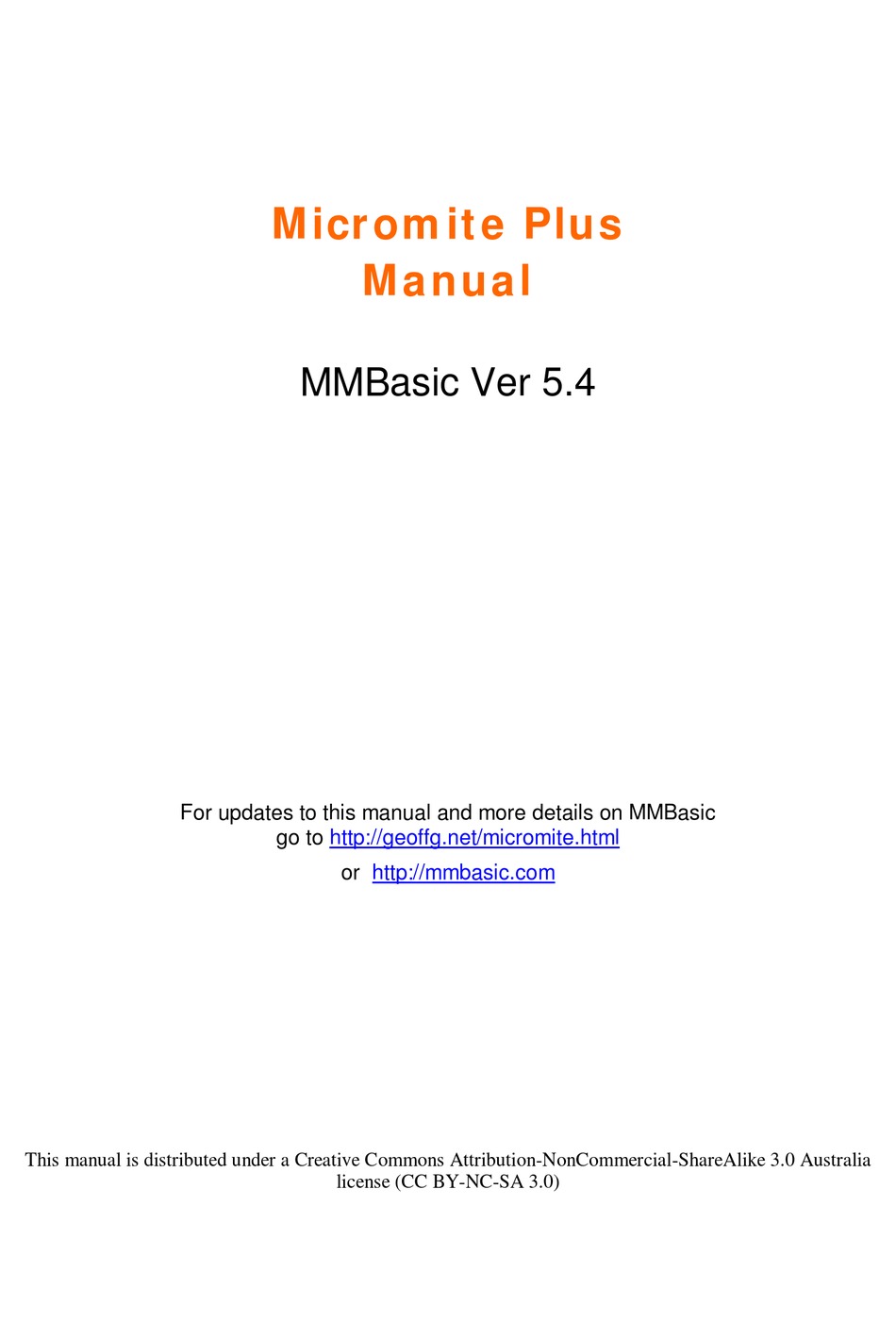 MICROMITE PLUS MANUAL Pdf Download | ManualsLib