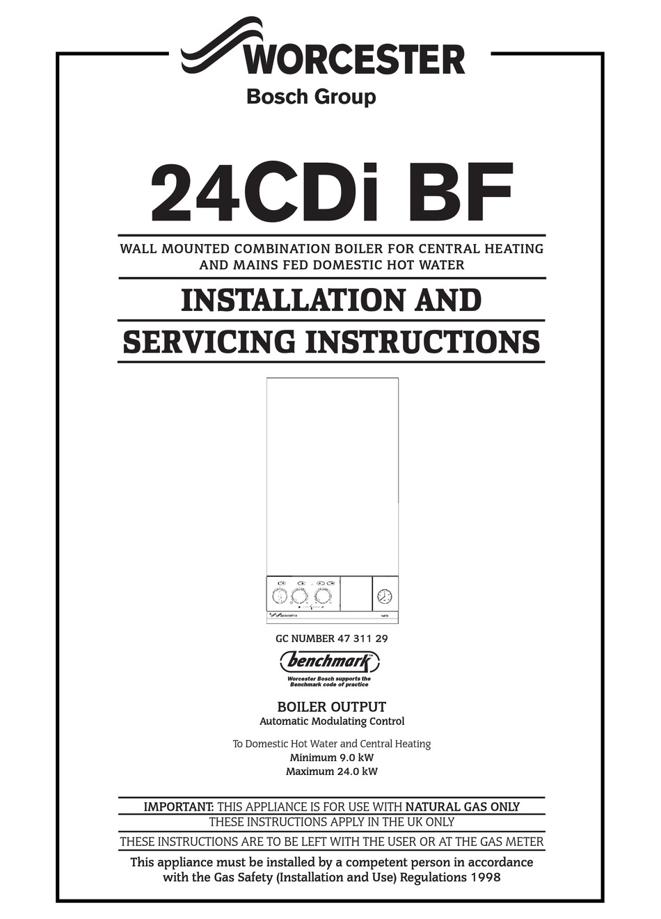 WORCESTER 24CDI BF INSTALLATION AND SERVICING INSTRUCTIONS Pdf Download |  ManualsLib
