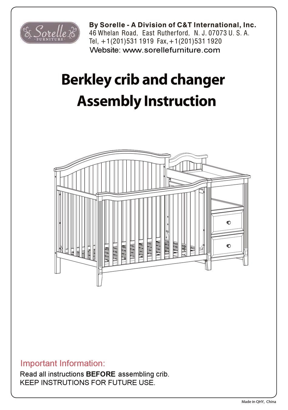 Sorelle Berkley Assembly Instruction Manual Pdf Download Manualslib