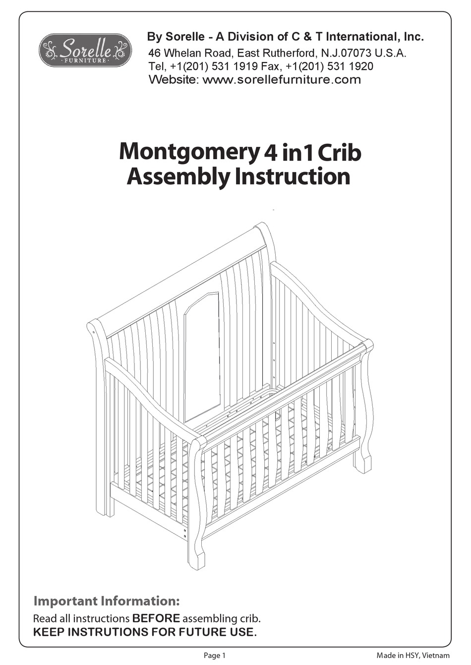 sorelle vista elite crib instructions