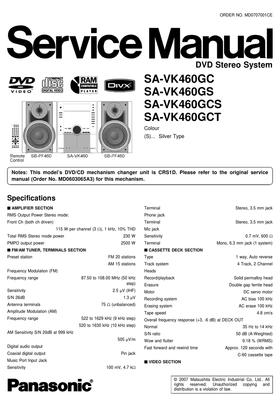 Sa vk30 panasonic схема