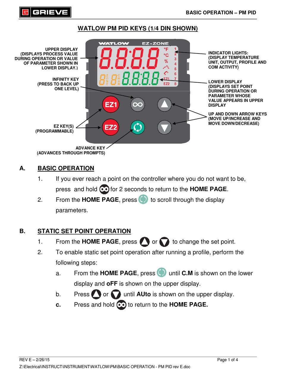 Grieve Watlow Pm Pid Basic Operation Pdf Download Manualslib