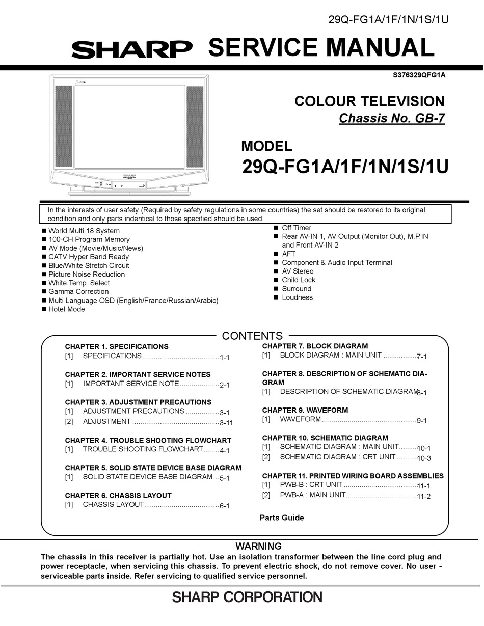 Sharp Television Schematic Diagram - Circuit Diagram