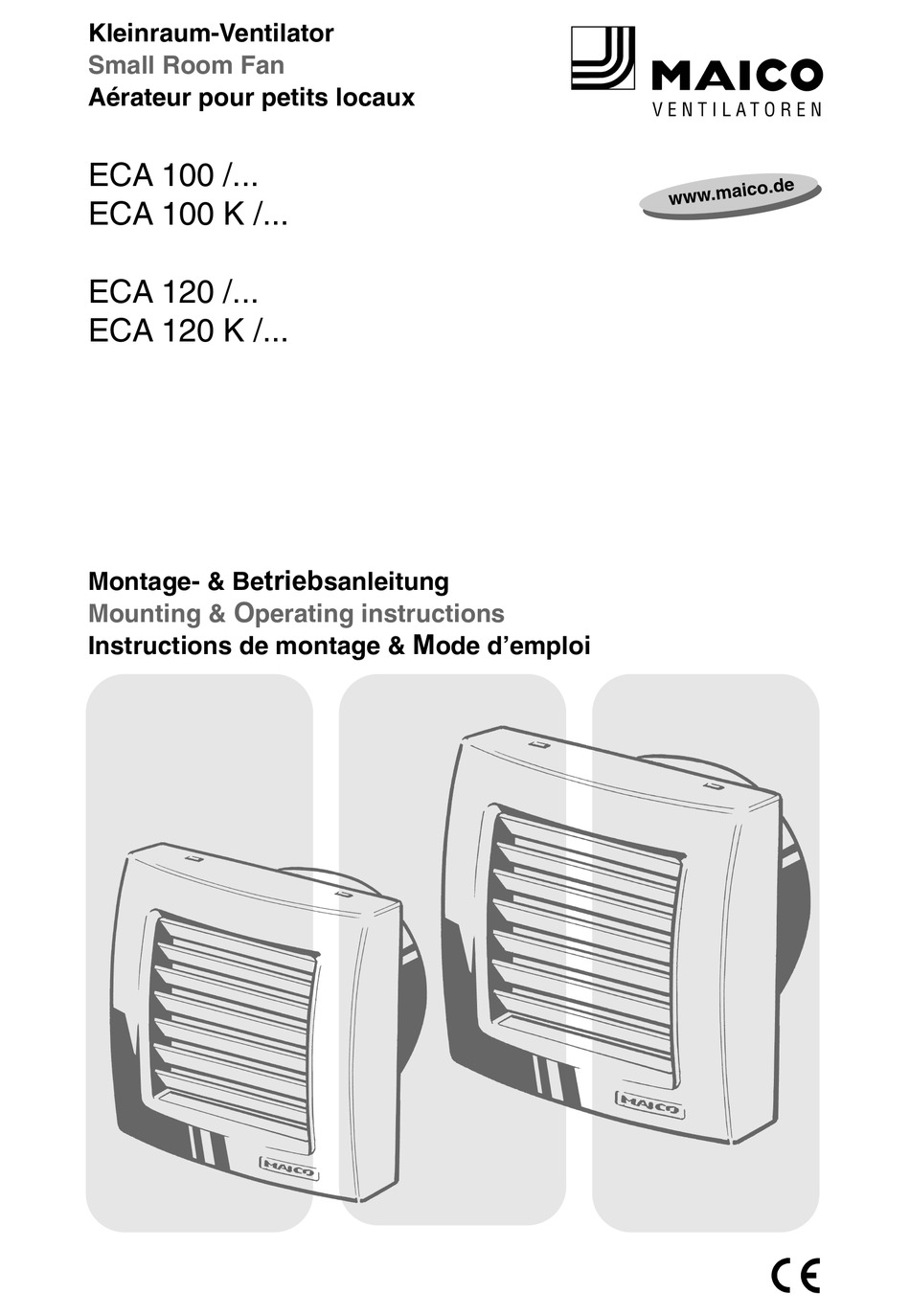 Maico Eca 100 Series Mounting Operating Instructions Pdf Download Manualslib