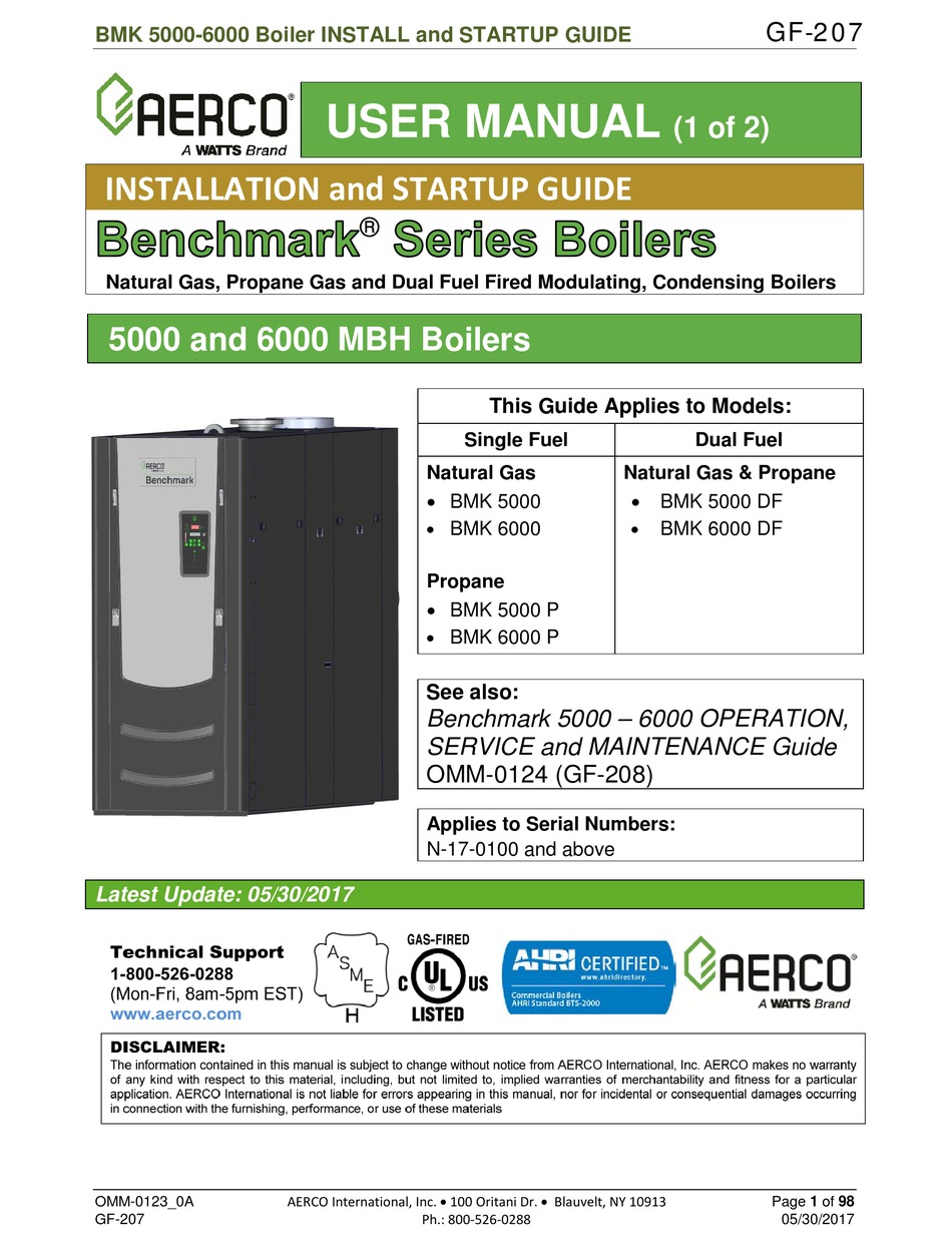 AERCO BENCHMARK BMK 5000 INSTALLATION AND STARTUP MANUAL Pdf Download