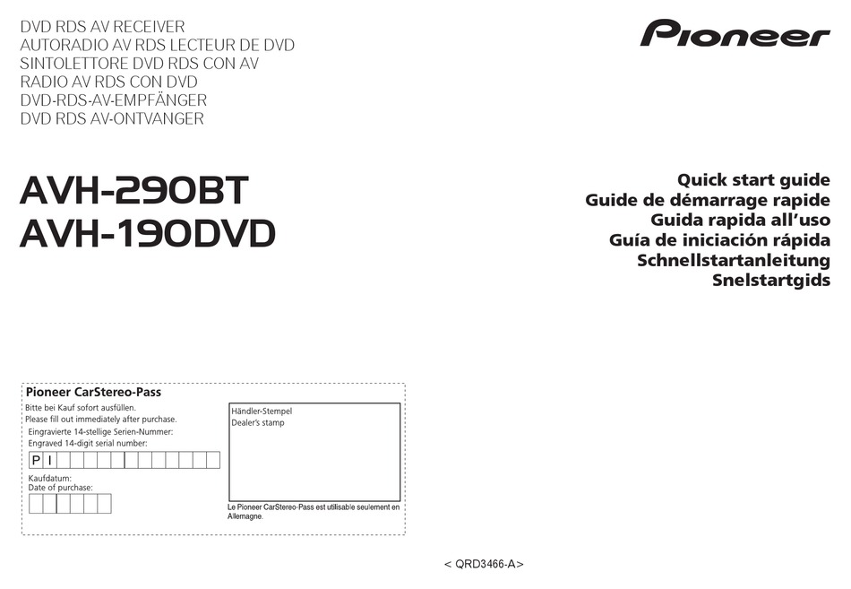 PIONEER AVH290BT QUICK START MANUAL Pdf Download ManualsLib