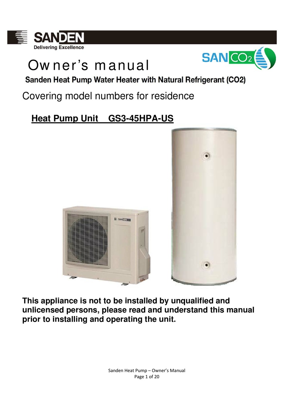 Sanden CO2 Heat Pump Water Heaters