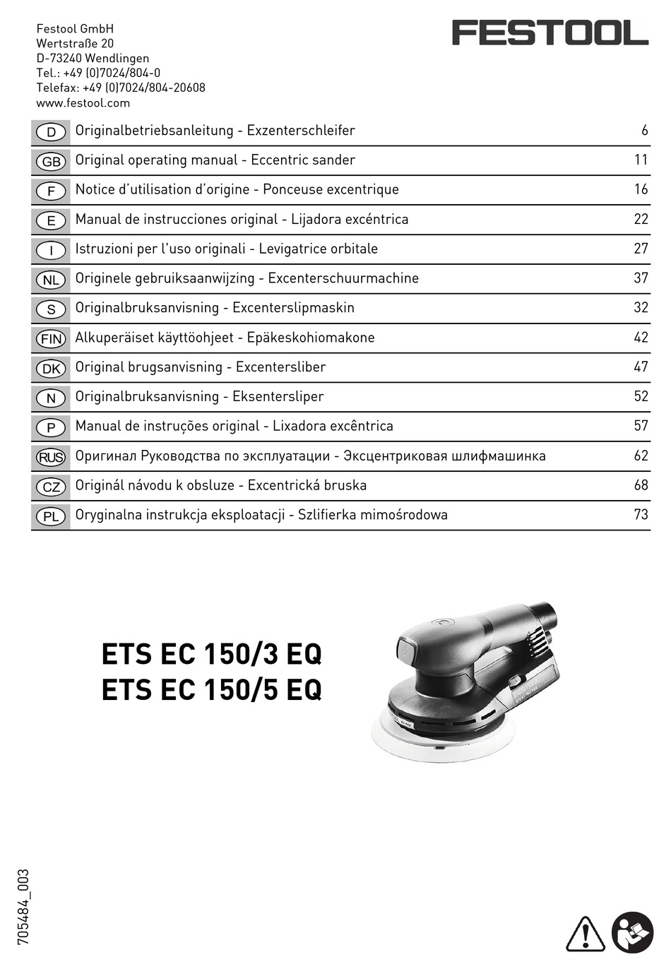 Festool ETS para 150/3 EQ ETS 150/5 EQ Almohadilla para lijar ETS EC 150/5 EQ-Molinillo-Parts 