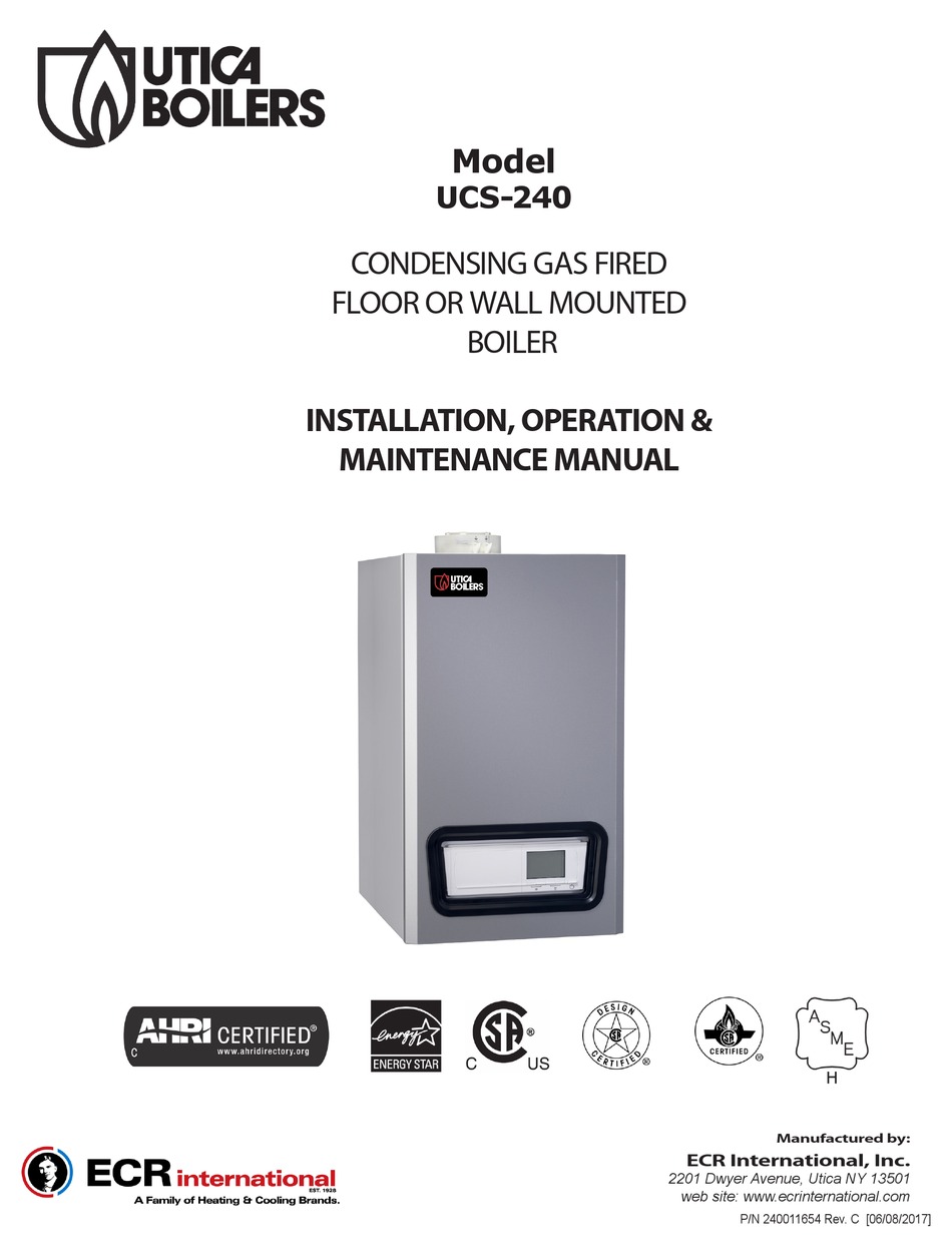 UTICA BOILERS UCS240 INSTALLATION, OPERATION & MAINTENANCE MANUAL Pdf