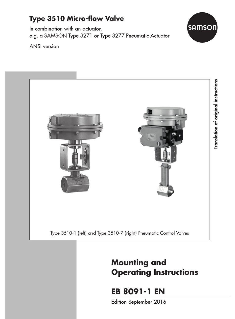 SAMSON 3510 MOUNTING AND OPERATING INSTRUCTIONS Pdf Download ManualsLib