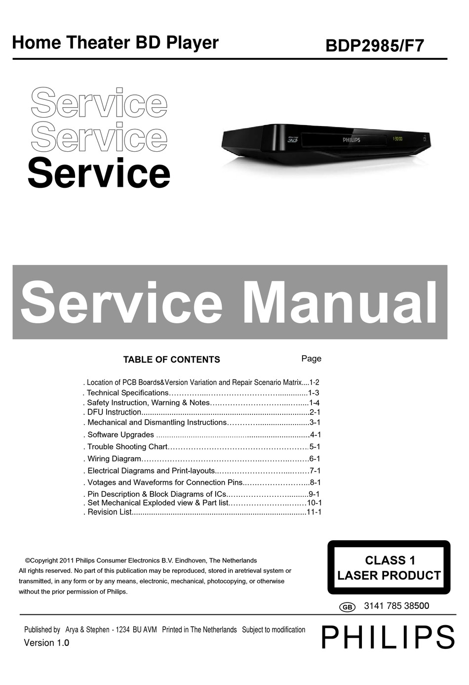 PHILIPS BDP2985/F7 SERVICE MANUAL Pdf Download | ManualsLib