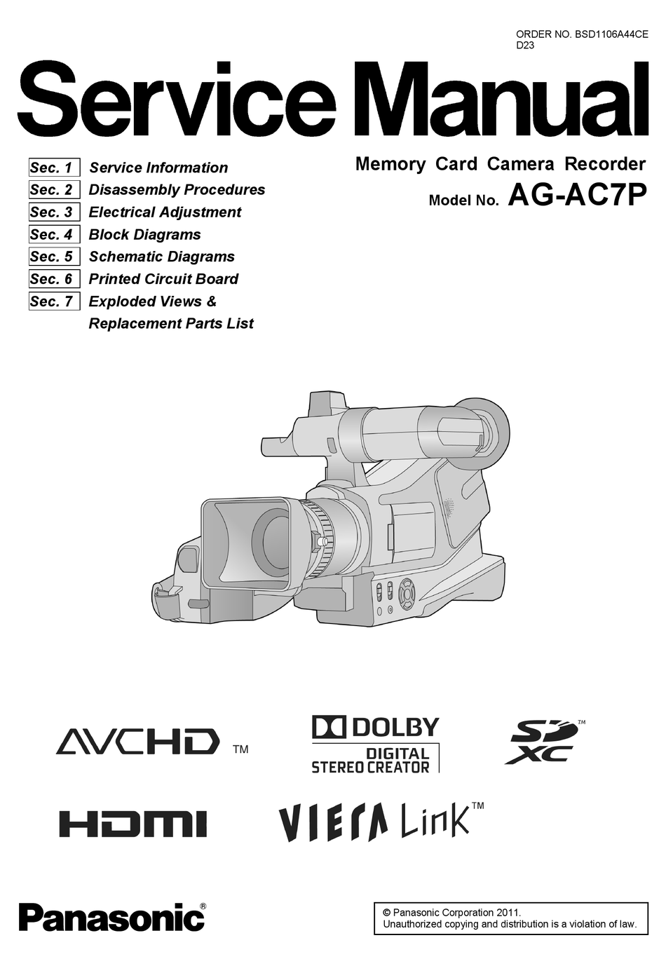 Panasonic Ag Ac7p Service Manual Pdf Download Manualslib