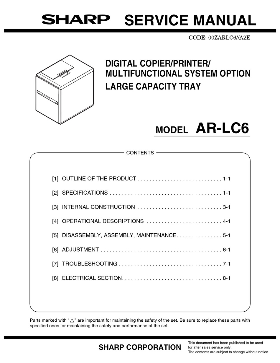 SHARP ARLC6 SERVICE MANUAL Pdf Download ManualsLib