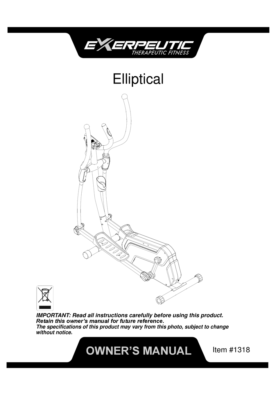 Exerpeutic therapeutic fitness elliptical manual new arrivals