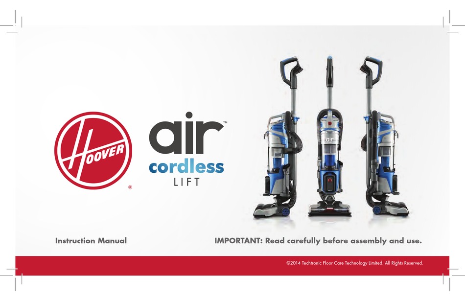 HOOVER AIR CORDLESS LIFT INSTRUCTION 