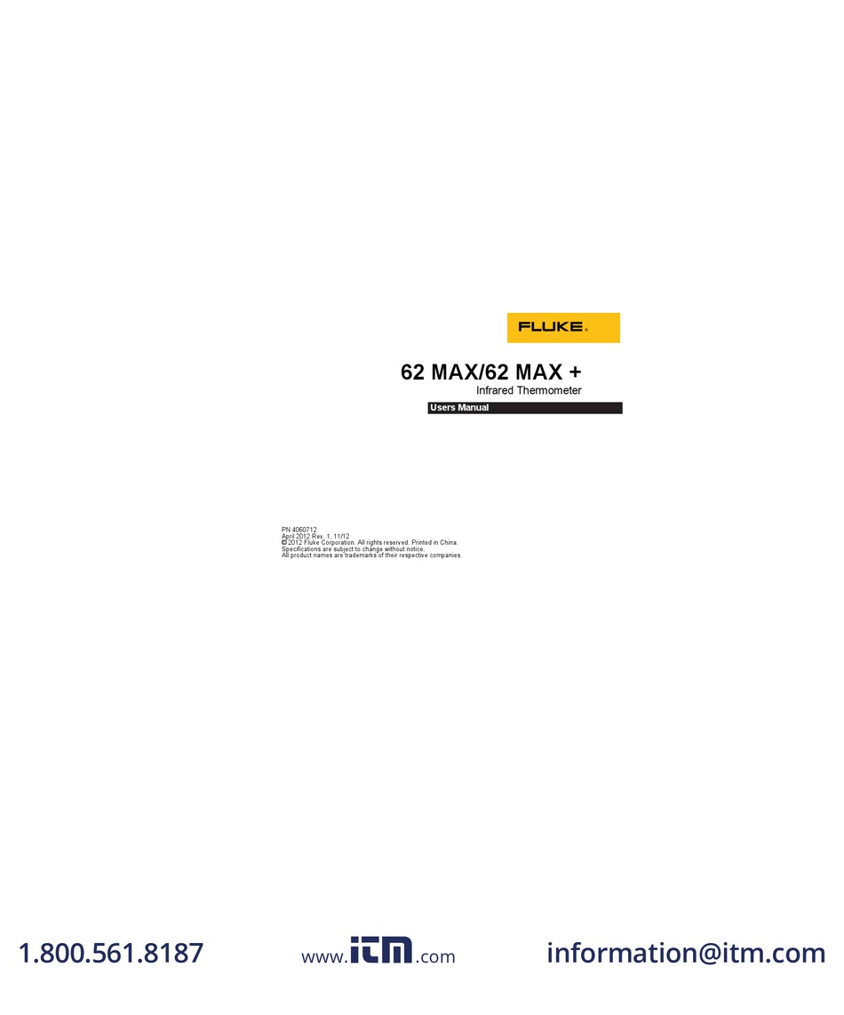 FLUKE 62 MAX USER MANUAL Pdf Download ManualsLib