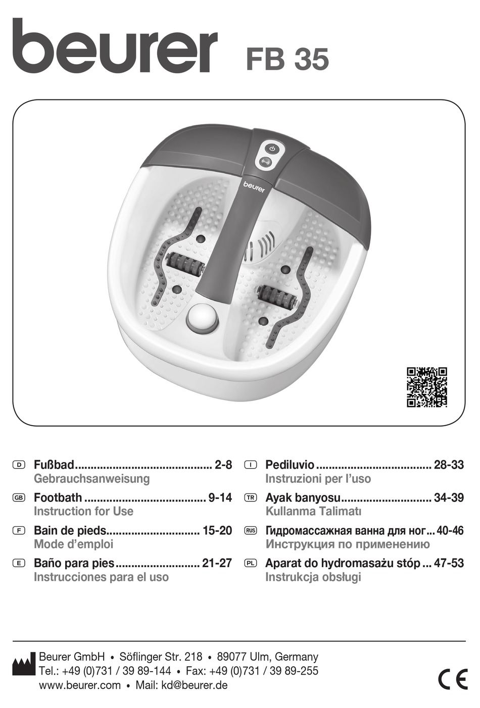 Beurer Fb 35 Instructions For Use Manual Pdf Download Manualslib